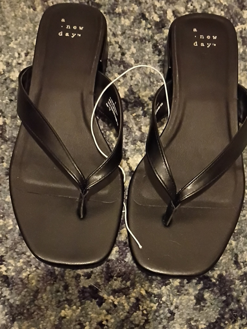a new day Black Square-Toe Flip Flop Sandals
